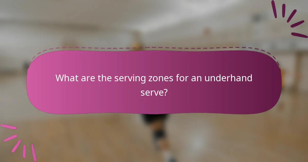 What are the serving zones for an underhand serve?