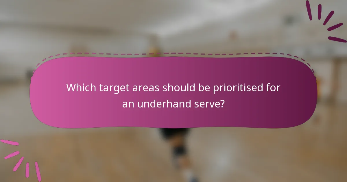 Which target areas should be prioritised for an underhand serve?